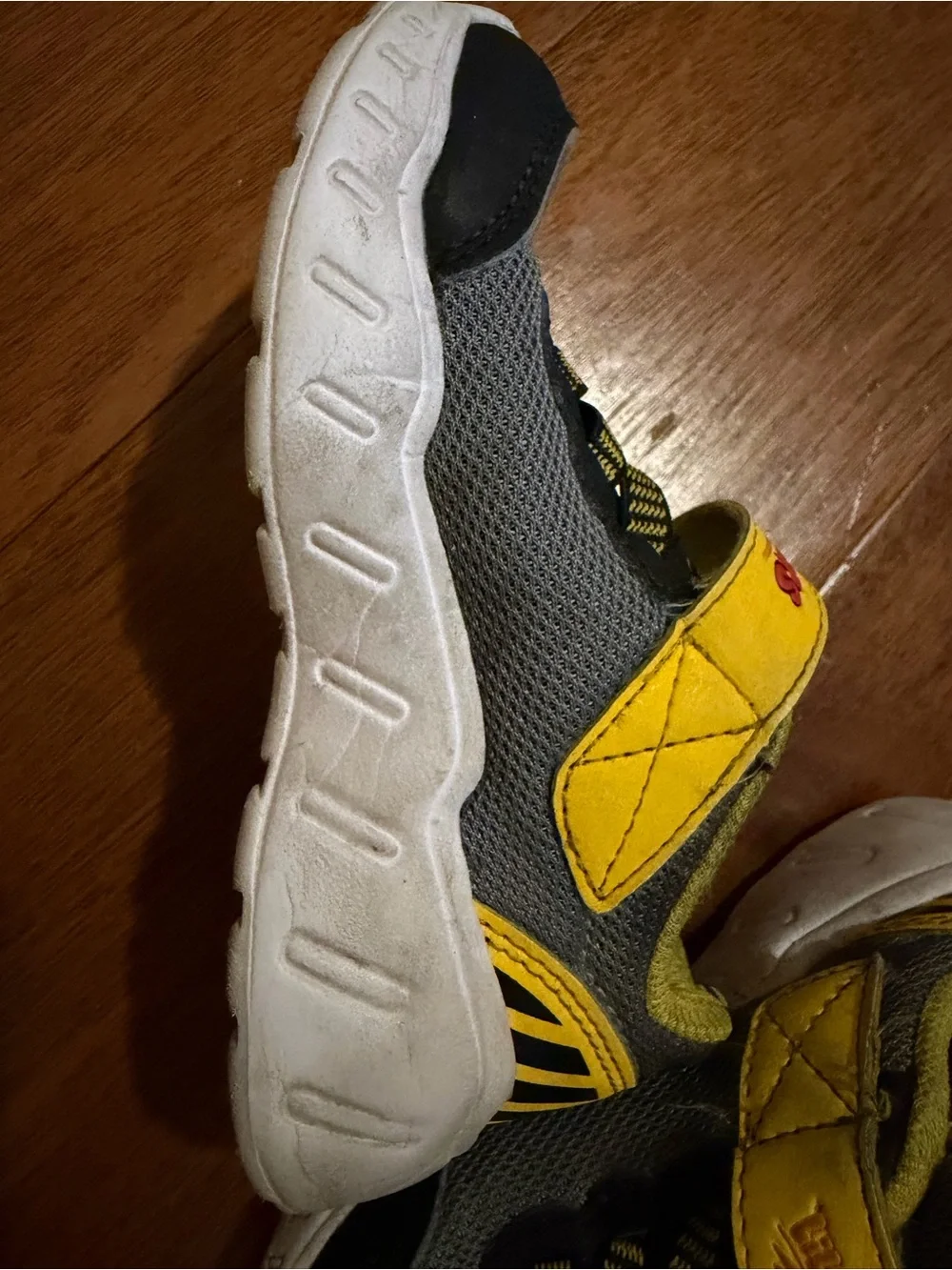 Skechers Kids Gray and Yellow Hook-and-Loop Sneaker